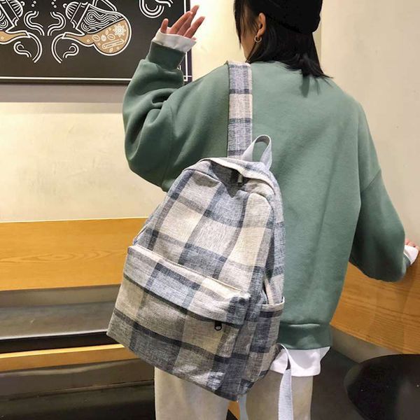 

2020 new women's lattice backpack korean version ladies backpack casual ladies