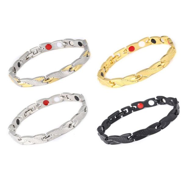 

men women twisted bracelet healthy magnetic therapy arthritis pain relief wristband s55, Golden;silver