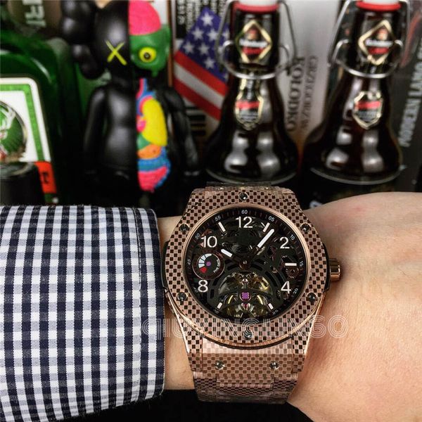

2019 3a new hbt automatic hollow mechanical watch 45mm large dial men watch brand designer fine steel creates men watches, Slivery;brown