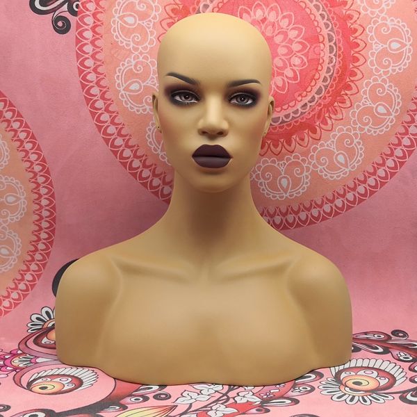 

purple lipstick female fiberglass mannequin head bust for wigs hat jewelry display, White