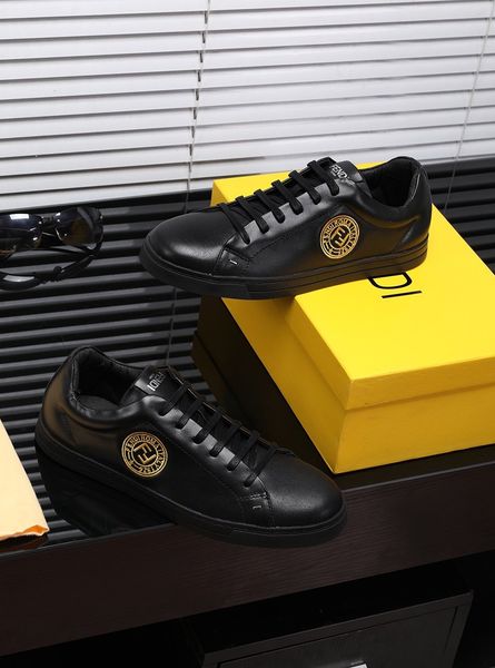 

new style high-end luxury men's casual sports shoes fashion design brand platform lace-up men's shoes classic retro pattern size, Black