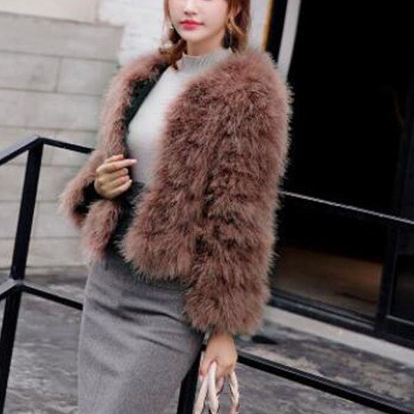 

lisa colly women winter long sleeves faux fur coat jacket warm slim faux fur coat overcoat thick furs jacket outwear, Black