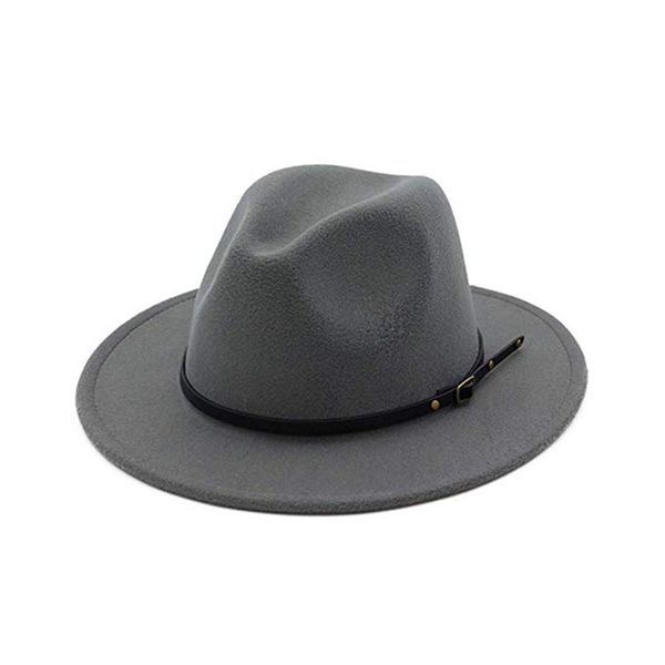 

new korean fashion ladies vintage solid color hat spring and winter woolen felt wide brim bowler fedora hat, Blue;gray