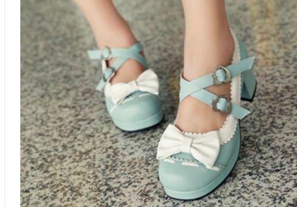 

2019 women's shoes in spring and autumn with new style high heel coarse heel round head bowknot @2301, Black