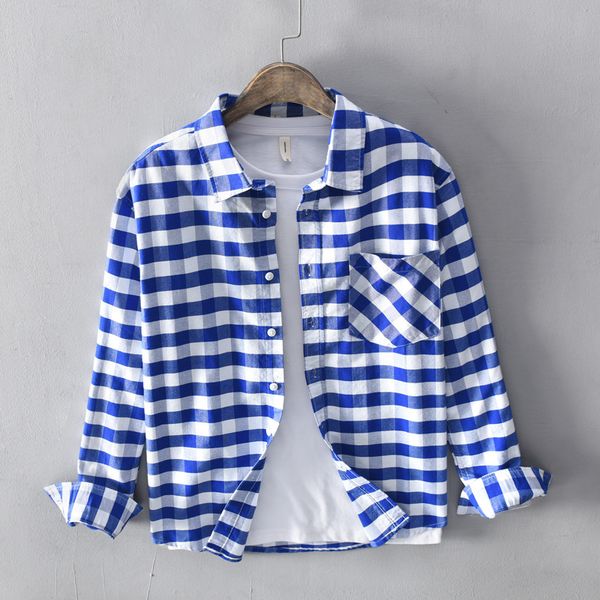 

camisa hombre плед 100% хлопок рубашка мужчины с длинным рукавом отложным воротником чистый хлопок мужские рубашки сорочка homme ts-667, White;black