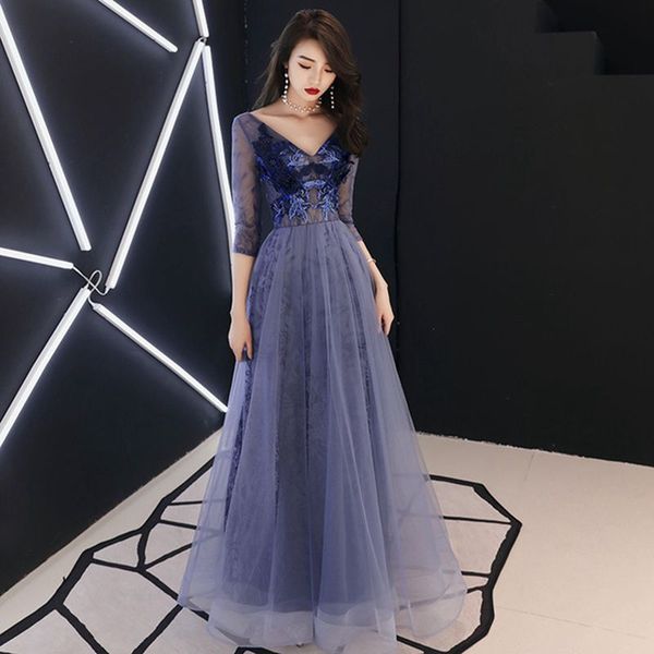 

hollow out women cheongsam exquisite embroidery mesh dresses deep v-neck backless qipao full length evening party dress, Red
