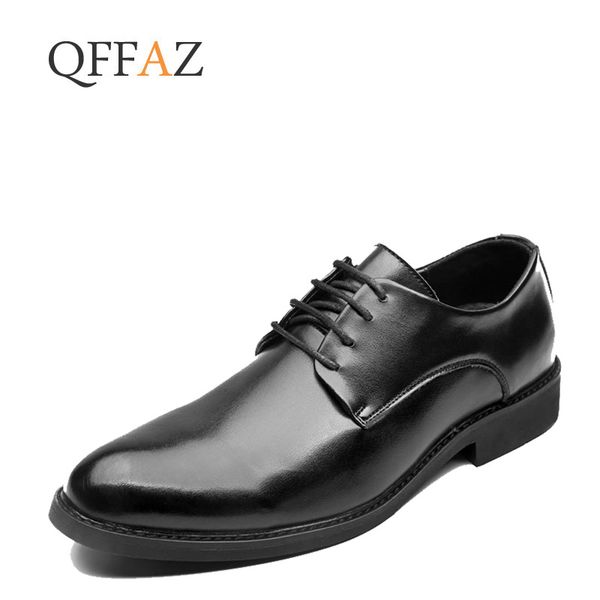 

qffaz 2019 newly men's quality patent leather shoes wedding shoes leather soft man dress, Black