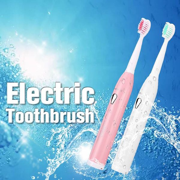 

usb charge washable electric toothbrush teeth whitening oral care waterproof cleaning tool w/2pc replacement brush head gift