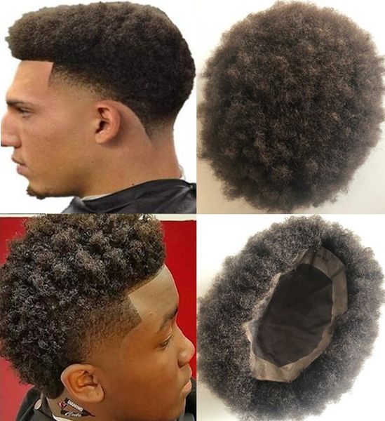 2019 Mens Hairpieces Afro Hair Mono Lace Toupee 2 Malaysian