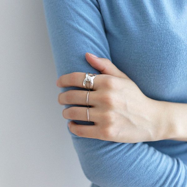 

tyj0169 simple silver ring korean s925 pure silver chic cool index finger ring girl