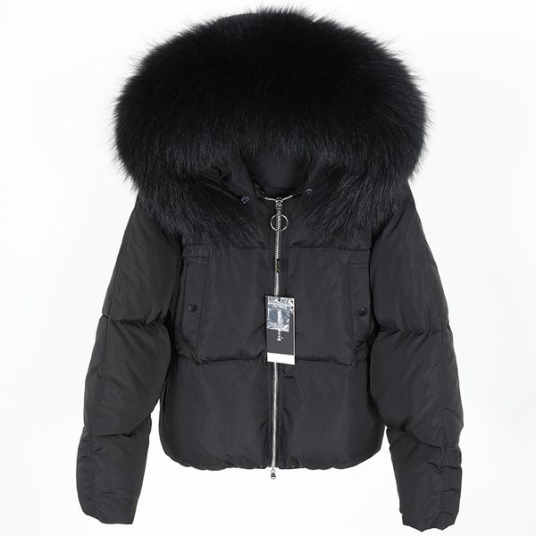 

2018 winter new fashion loose women's clothing natural scorpion fur collar down jacket white duck down korean short coat, Black
