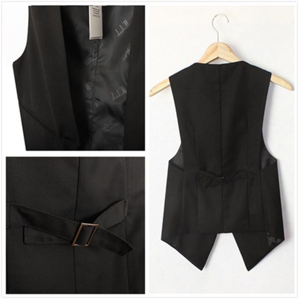 

women's vests black korean version of the college style vest jacket professional casual large size slim, Black;white
