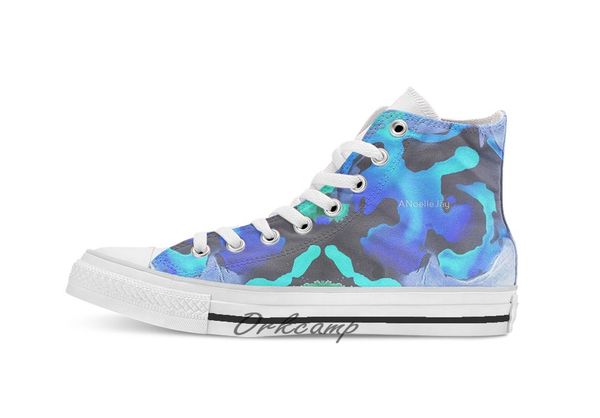 

swim with the mermaids in the great natural deep blue sea custom casual high lace-up canvas shoes sneakers drop shipping