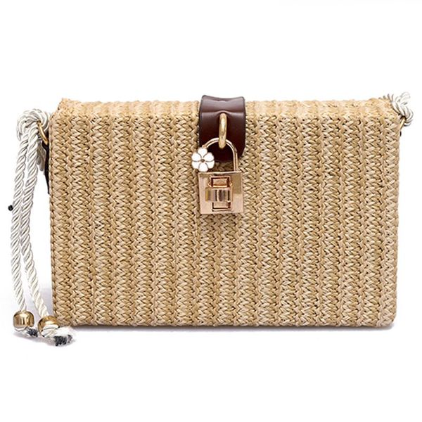 

summer beach handbags women messenger bags square straw hand woven ladies crossbody bag shoulder bags
