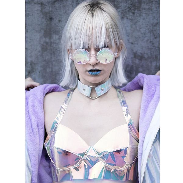 

female singer steel pipe show holographic clothes transparent lase gogo performance stage indefinite bra underwear, Black;red