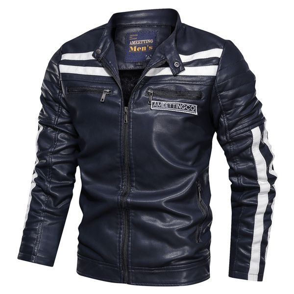 

new leather jacket men jaqueta de couro masculina mens leather jacket and coat motorcycle, Black