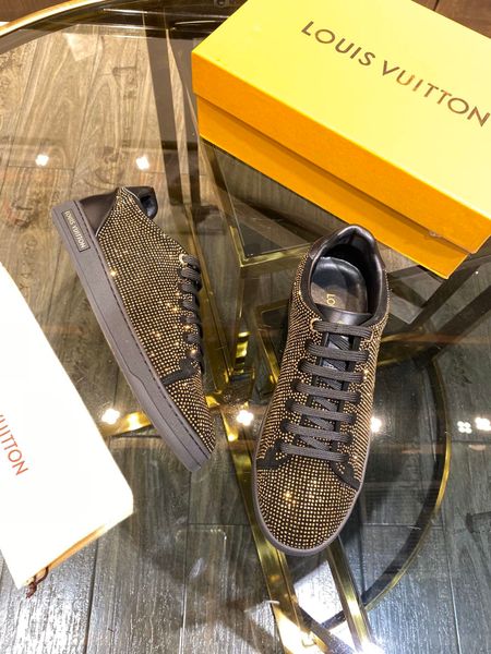 

fast delivery new style high-end luxury men's casual sports shoes fashion brand autumn and winter shoes star diamond embellished upper, Black