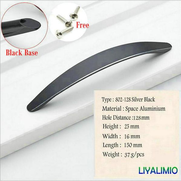 2019 802 128 Simple Style Silver Black Cabinet Handle Door Knobs