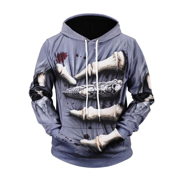 

funny horror halloween pullover hoodies men/women 3d print skeleton skulls polyester sweatshirts with hood male winter clothes, Black