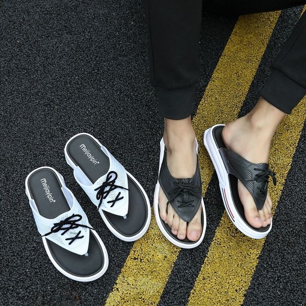 

slippers 2021 non-slip flip-flops personality outside wear indoor bathroom toe clip male chao bathing cool summer trend, Black