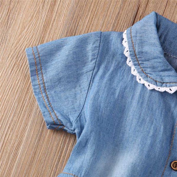 

toddler baby girls floral print bowknot short sleeve princess denim dress outfit 3.13, Red;yellow