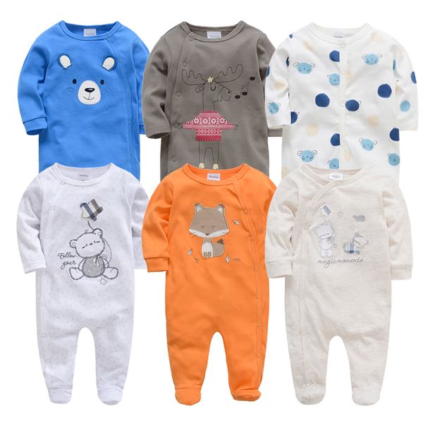 

kavkas baby rompers 6 pcs/lot long sleeve summer baby clothes cotton cartoon printed newborn 0-12 months baibes jumpsuit, Blue