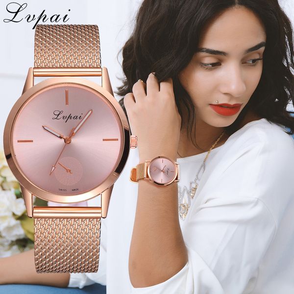 

women watch lvpai women's casual quartz silicone strap band watch analog wrist moda mujer 2019, Slivery;brown