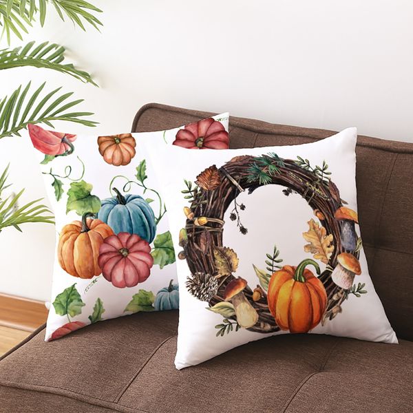 

pumpkin printed cushion cover halloween pillow case waist throw pillows sofa home decorative pillow cover aug#08