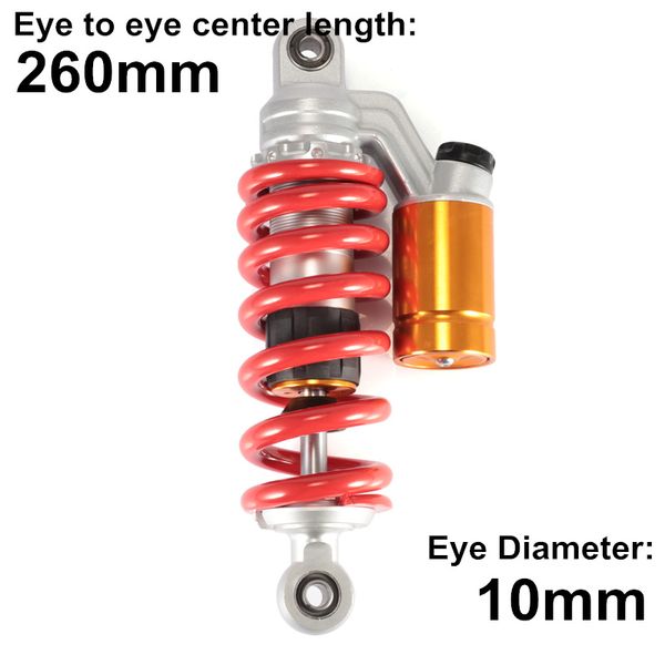 

260mm 10mm damper spring rear suspension scooter pit dirt bike motorcycle moto quad air absorber d30