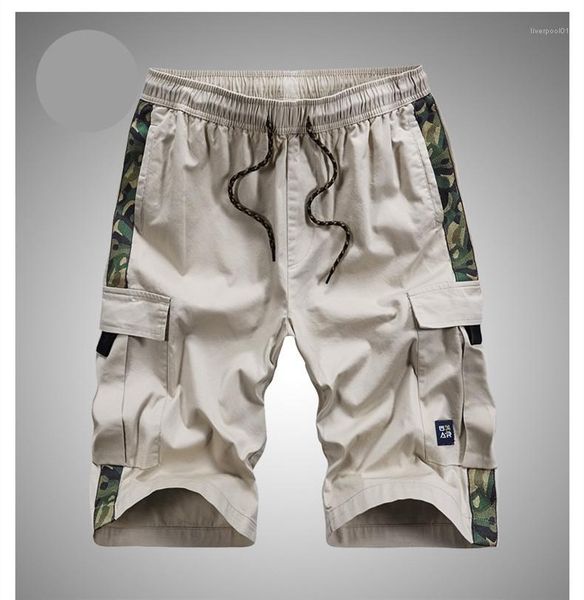 

shorts multipocket camouflage drawstring mens shorts casual fashion loose male pants relaxed knee length summer comfortable, White;black
