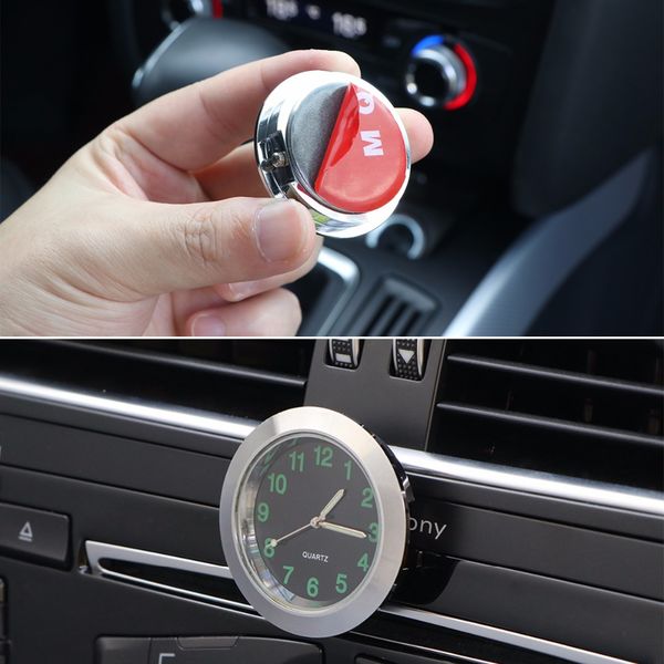 

car clock ornaments mechanics quartz mini car air vent clip clock watch car-styling auto decoration black silve