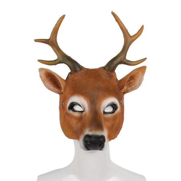 

новый 2019 whoelsale halloween sika deer латексные маски взрослый размер милый маскарад для косплей и костюм полная голова маска бесплатная
