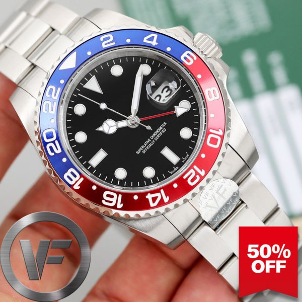 

vf adjustable gmt ceramic bezel glide lock pepsi mens fashion mechanical luxury automatic movement watch designer men watches wristwatches, Slivery;brown