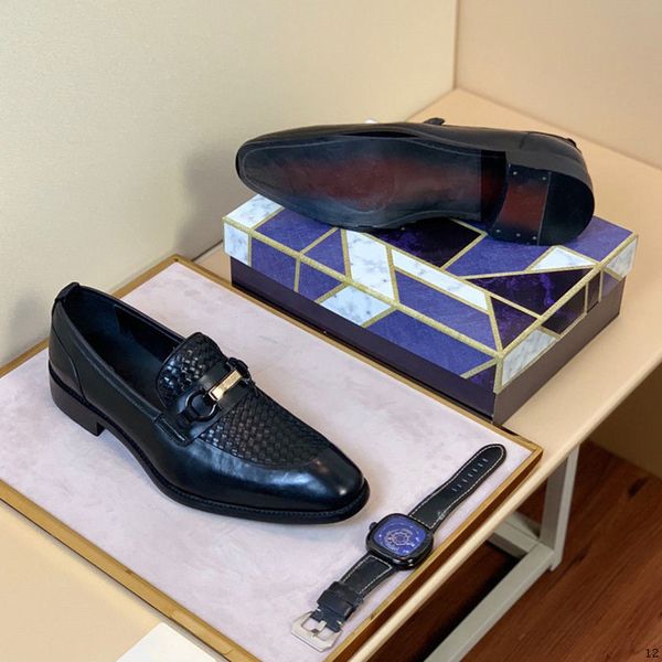 

новая осень итальянский классические платья мужчины обуви кожа формальное luxury brands мужчины обувь дизайнер офис скольжению на оксфорд об, Black