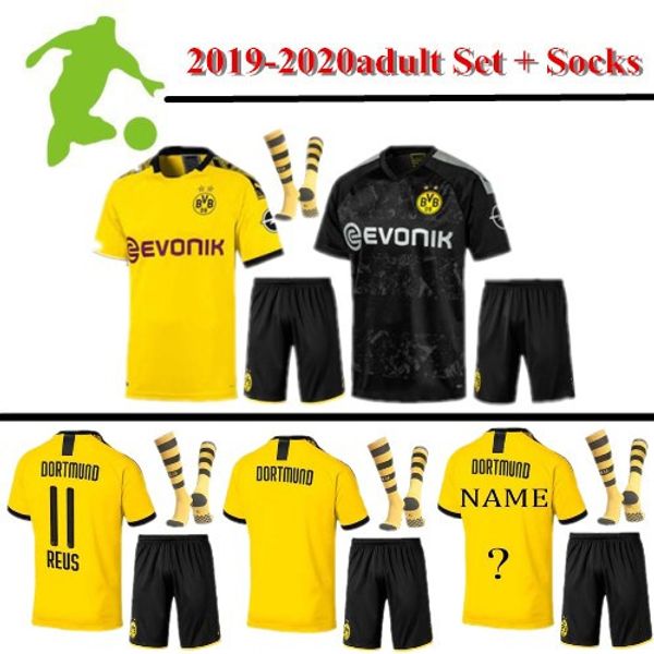 

soccer jerseys 2019 2020 borussia dortmund soccer jersey kit with socks 2019 20 pulisic reus bvb borussia dortmund football shirts, Black