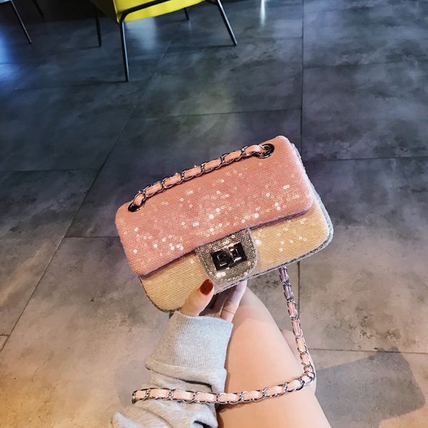 

sequin small fragrant chain bag small bag messenger square fairy 2019 new fashion single shoulder