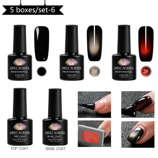 

встреча через 3 / 5pcs гламурные глаза кошки ногтей гель лак набор nail art лак effect замочить от уф-гель art лак маникюр, Red;pink