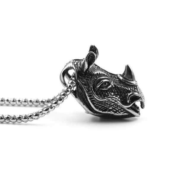 

punk rhinoceros necklaces&pendants animal series chain necklace men hip hop accessories, Silver