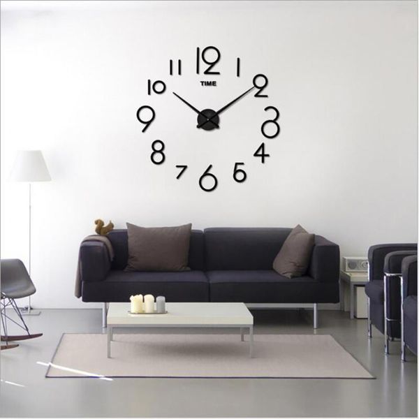 

wall clocks watch horloge 3d diy acrylic mirror stickers quartz modern mute large clock