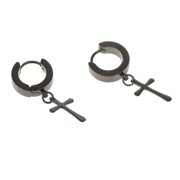 

novelty cross dangle steel hoop huggie earring earrings steampunk xmas, Golden