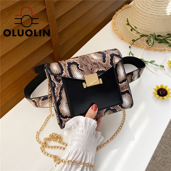 

fashion 2020 new snakeskin women's messenger bag crossbody/shoulder bag simple patchwork pu leather long chain famale handbags