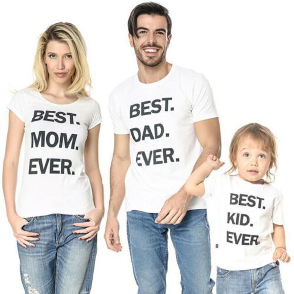 

2019 родители-ребенок семья монтажн tops короткими рукавами o-образным вырезом футболка casual summer letter футболки, Blue