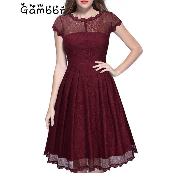 

vintage women fashion lace dress women 2019 summer short sleeve o neck hollow out office party elegant tunic dress, Black;gray