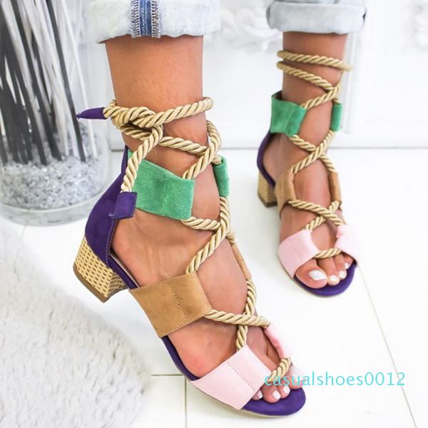 

litthing 2019 torridity fashion fasten espadrilles women sandals heel pointed mouth sandals hemp rope up sandal c12, Black