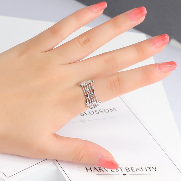 

мода silver цвет diamante euryprosopic кольцо музыкальные примечание pattern кольцо для меломана trendy литературы и искусства для женщин, Slivery;golden