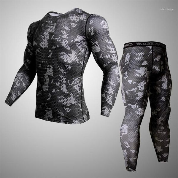 

sport leggings long sleeved crew neck t-shirts suits mens sports tracksuits mens clothing tracksuits designer camouflage compression, Gray