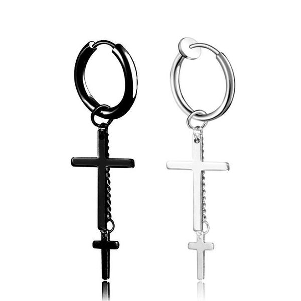 Mens clipe brincos personalidade moda jóias moda mulheres coreanas titanium aço longa cadeia de borla dangle brincos orelha manguito