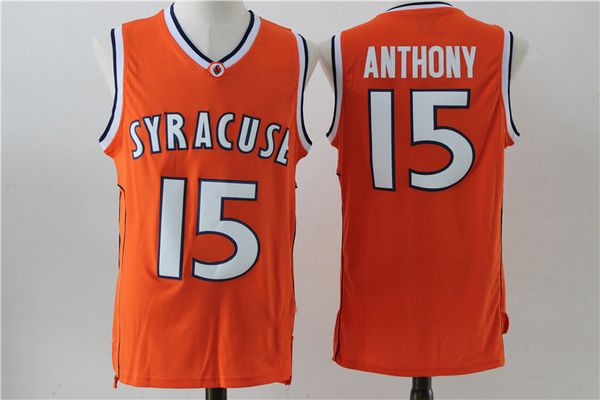 

Mens Syracuse #15 Carmelo Anthony Jerseys Orange College Shirts 100% Embroidery Stitched Basketball Jerseys Cheap Wholesale