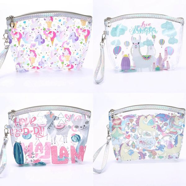 

unicorn transparent pencil case kawaii school supplies stationery gift alpaca cute pencil box office school tools cases