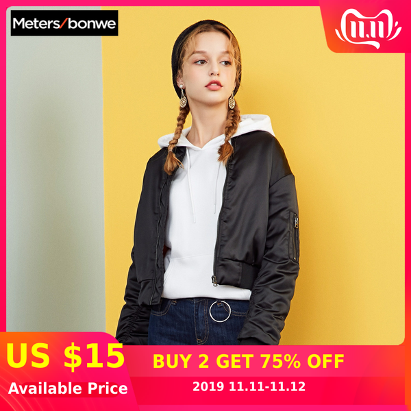 

metersbonwe 2019 winter women's jackets cotton coat padded slim hooded parkas female outwear warm jacket clothing, Black